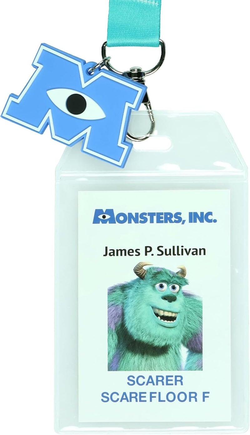 Disney Monsters Inc Scarer of The Month James P. Sullivan Sulley Breakaway Lanyard ID Badge Holder with 2" Rubber Charm (Blue) - Image 2
